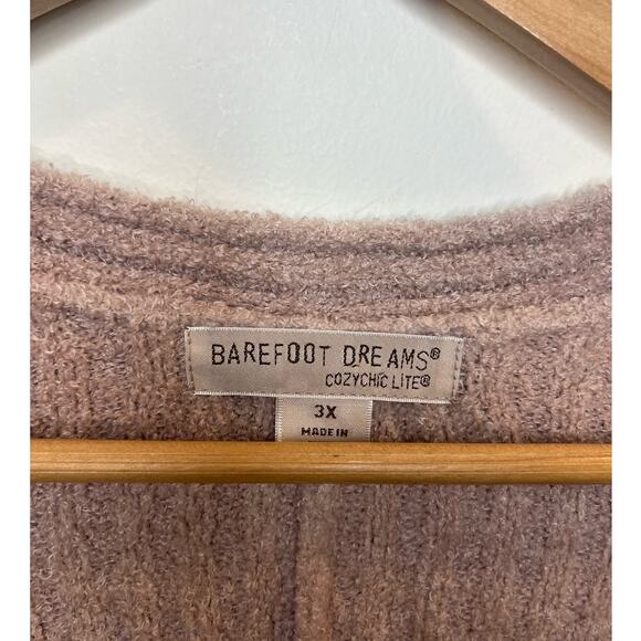 Barefoot Dreams Women's Dusty Pink Open Cardigan Size 3x  Ribbed Dolman Sleeve - Picture 3 of 4